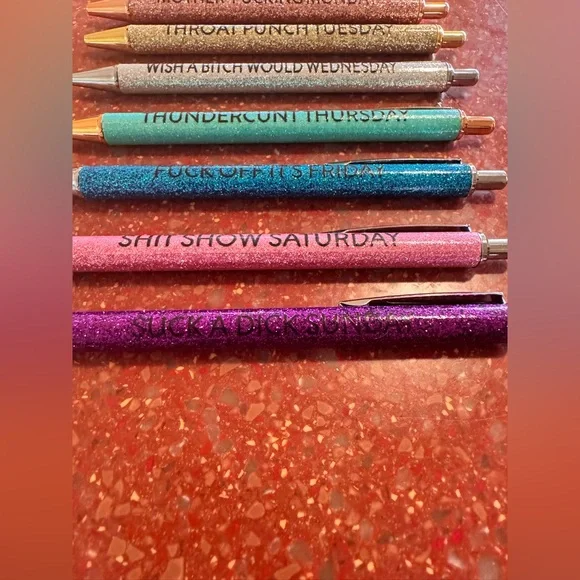 7 Adult Humor Days of the Week Pens NEW in box - Picture 2 of 3